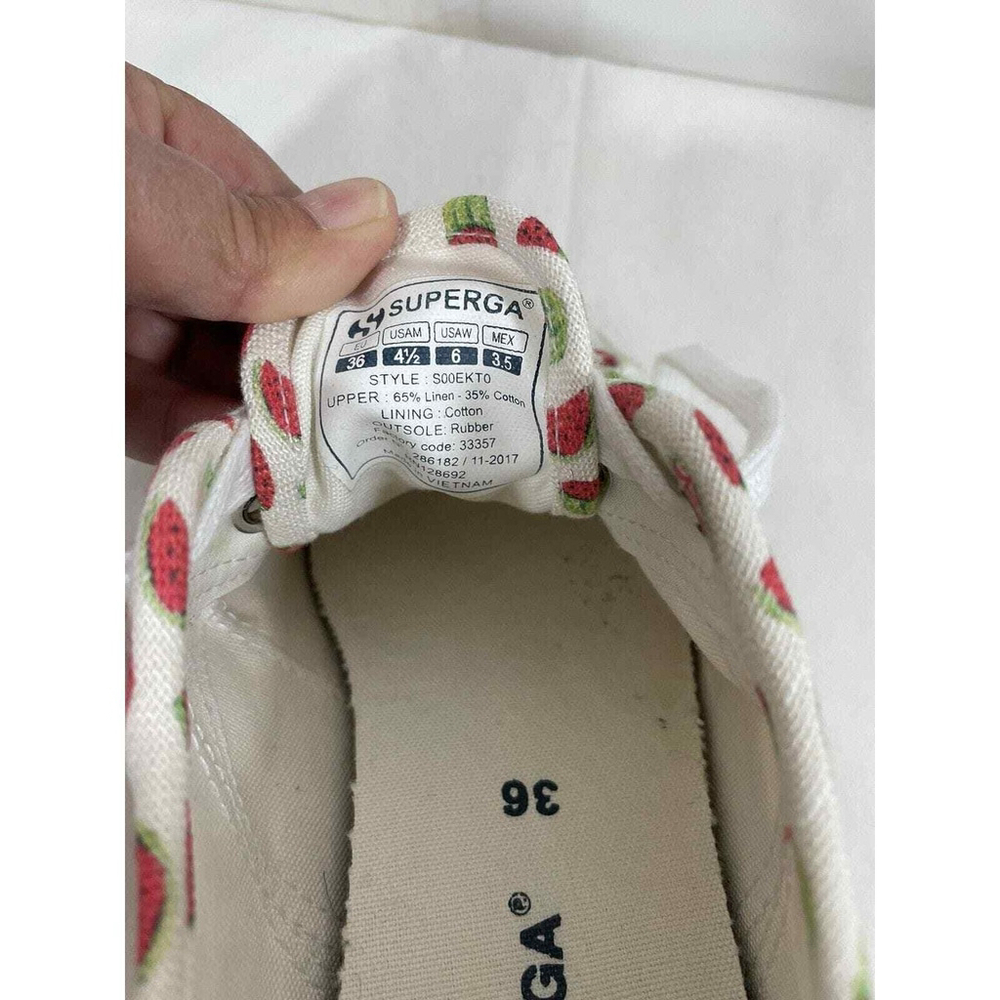 Superga Watermelon Print Low Top Linen Cotton Lace-Up Casual Sneakers Sz 6 - Picture 9 of 9